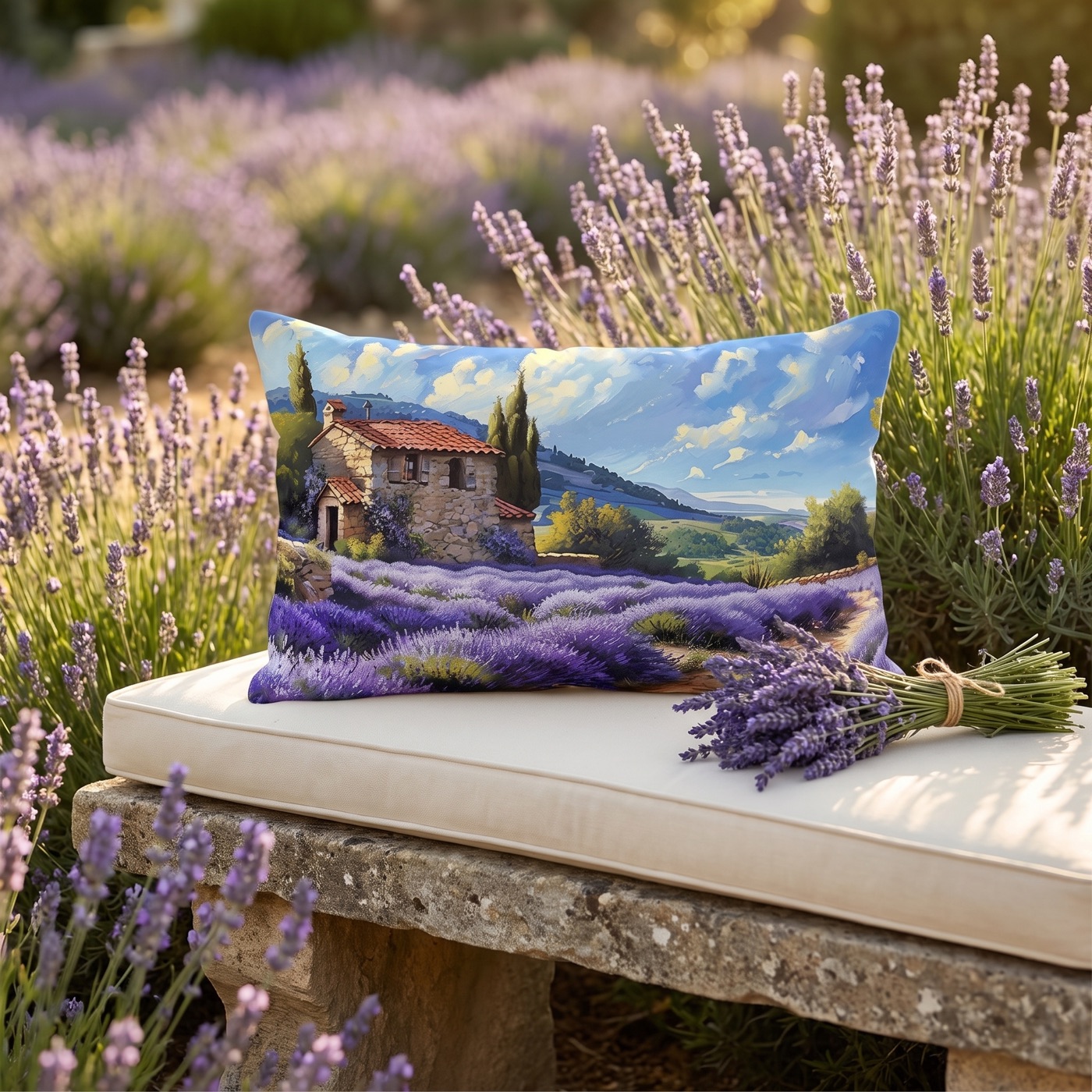 Tuscan Lavender Dreams Outdoor Lumbar Pillow - Spun Polyester - Double