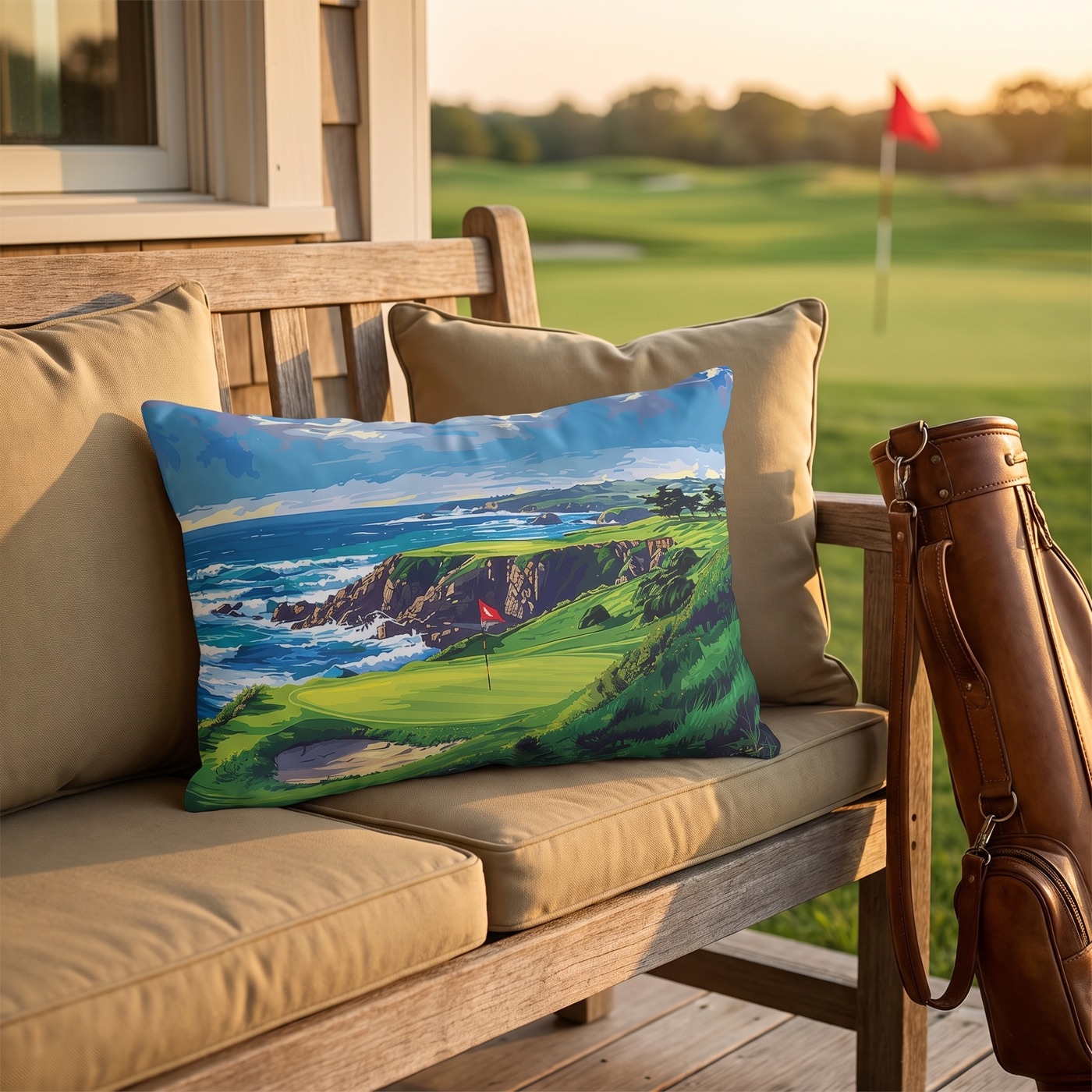 Coastal Tee Time Outdoor Lumbar Pillow — Outdoor Lumbar Pillow