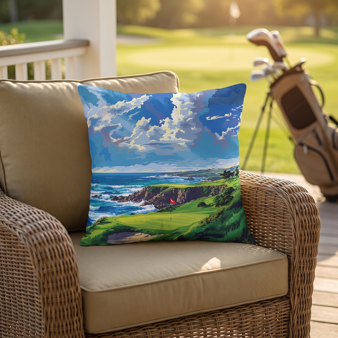 Coastal Tee Time Square Outdoor Pillow - Spun Polyester - Double-Sided