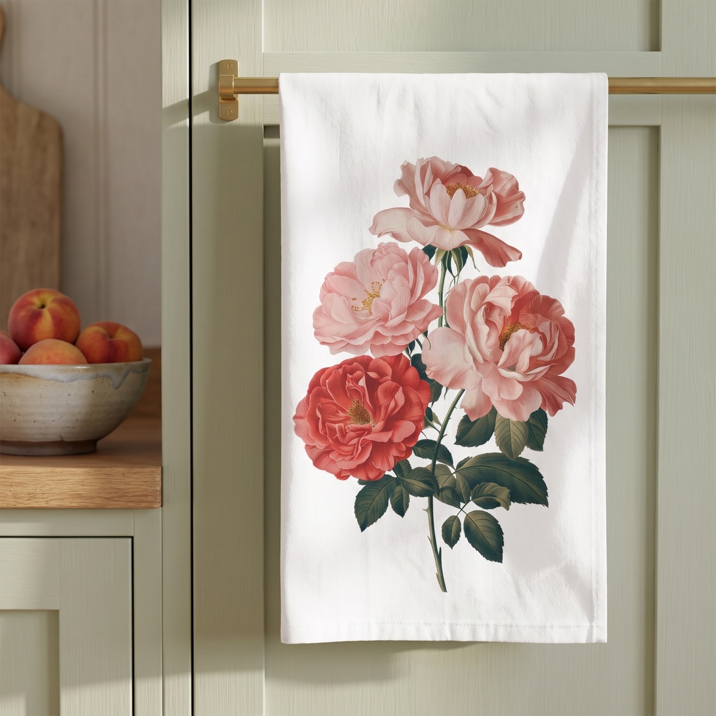 June Birth Month Flower - Roses Tea Towel - 100% Cotton - 28" x 28" - 