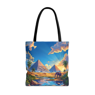 Pyramids of Giza Oasis Tote Bag - Ancient Wonders, Natural Serenity - 