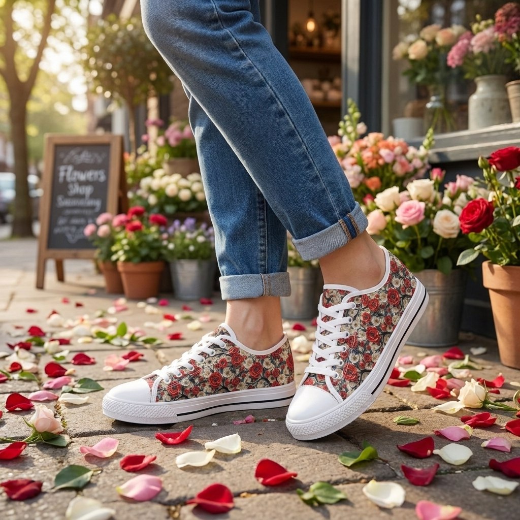 3D Rose Trellis ladies' low top sneakers