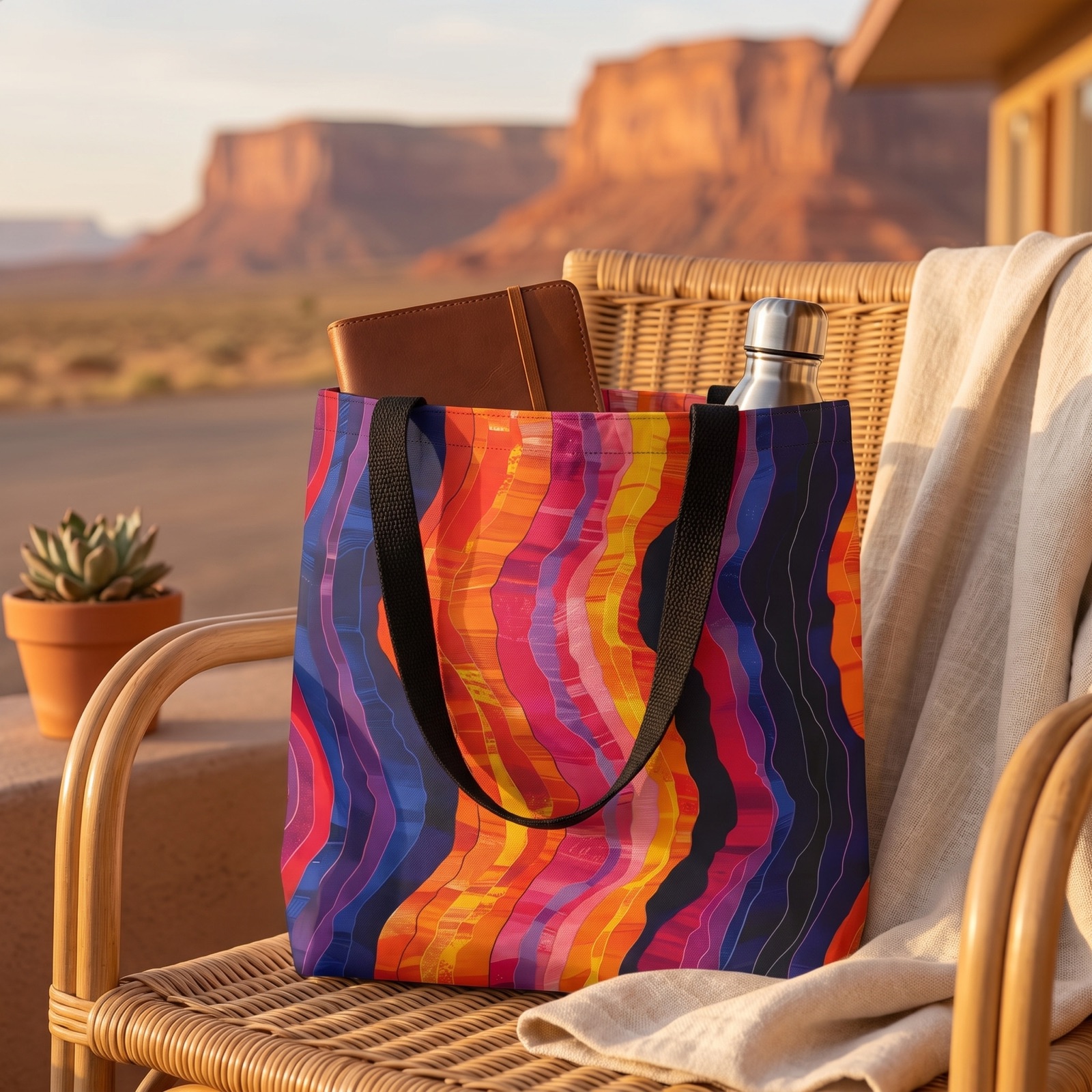 Desert Sunset Waves Tote Bag - Carry the Warmth of a Desert Sunset! Available in 3 sizes.