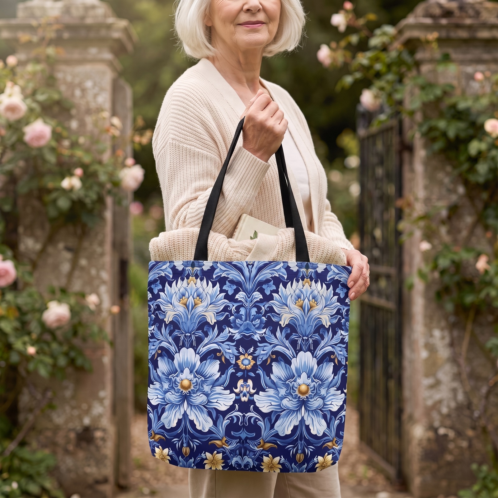 British Heritage Floral Tote Bag - Carry the Elegance of Victorian Grandeur! Available in 3 sizes.