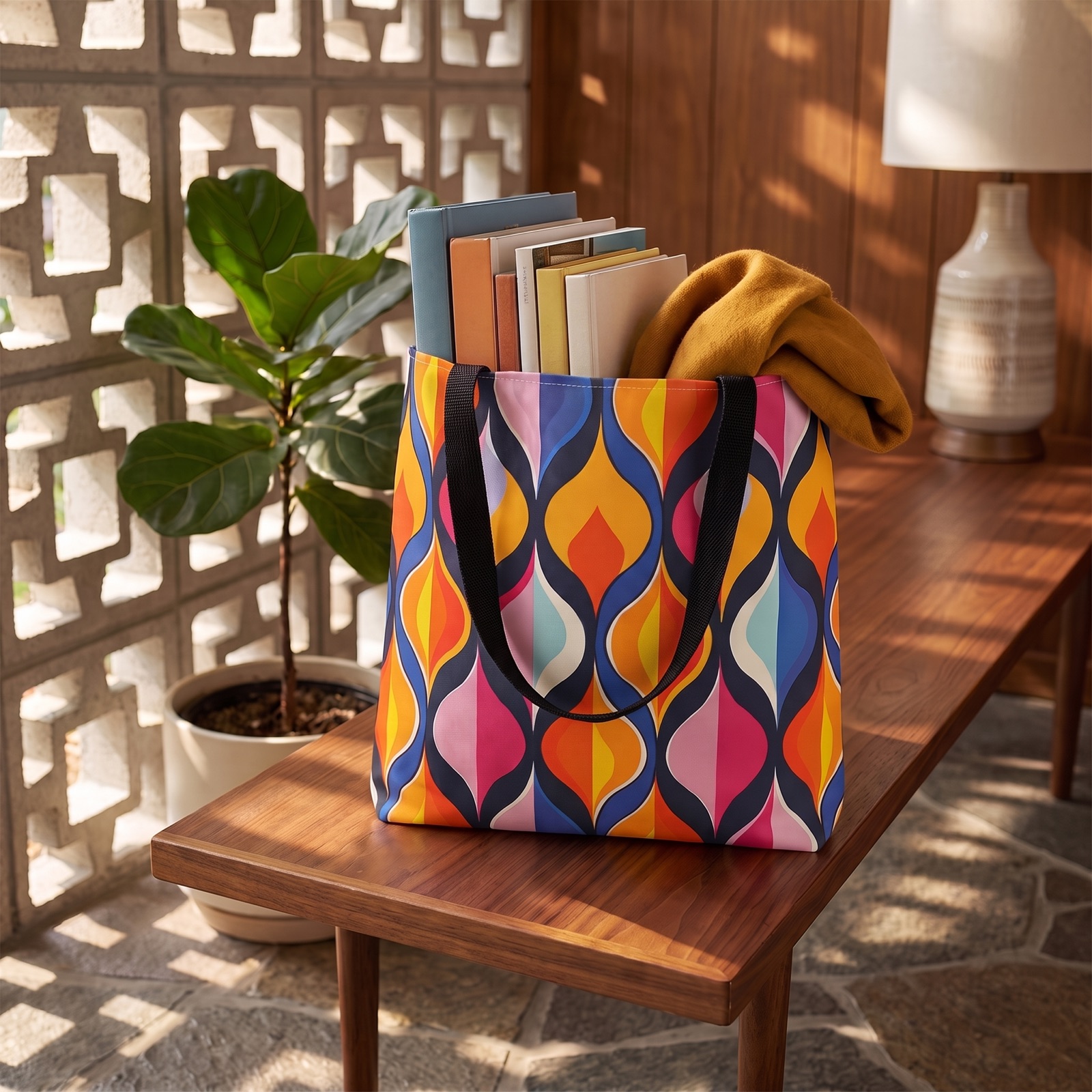 Lattice Dreams Tote Bag - Bring Retro Vibes to Life with Every Step! Available in 3 sizes.lable in 3 sizes.