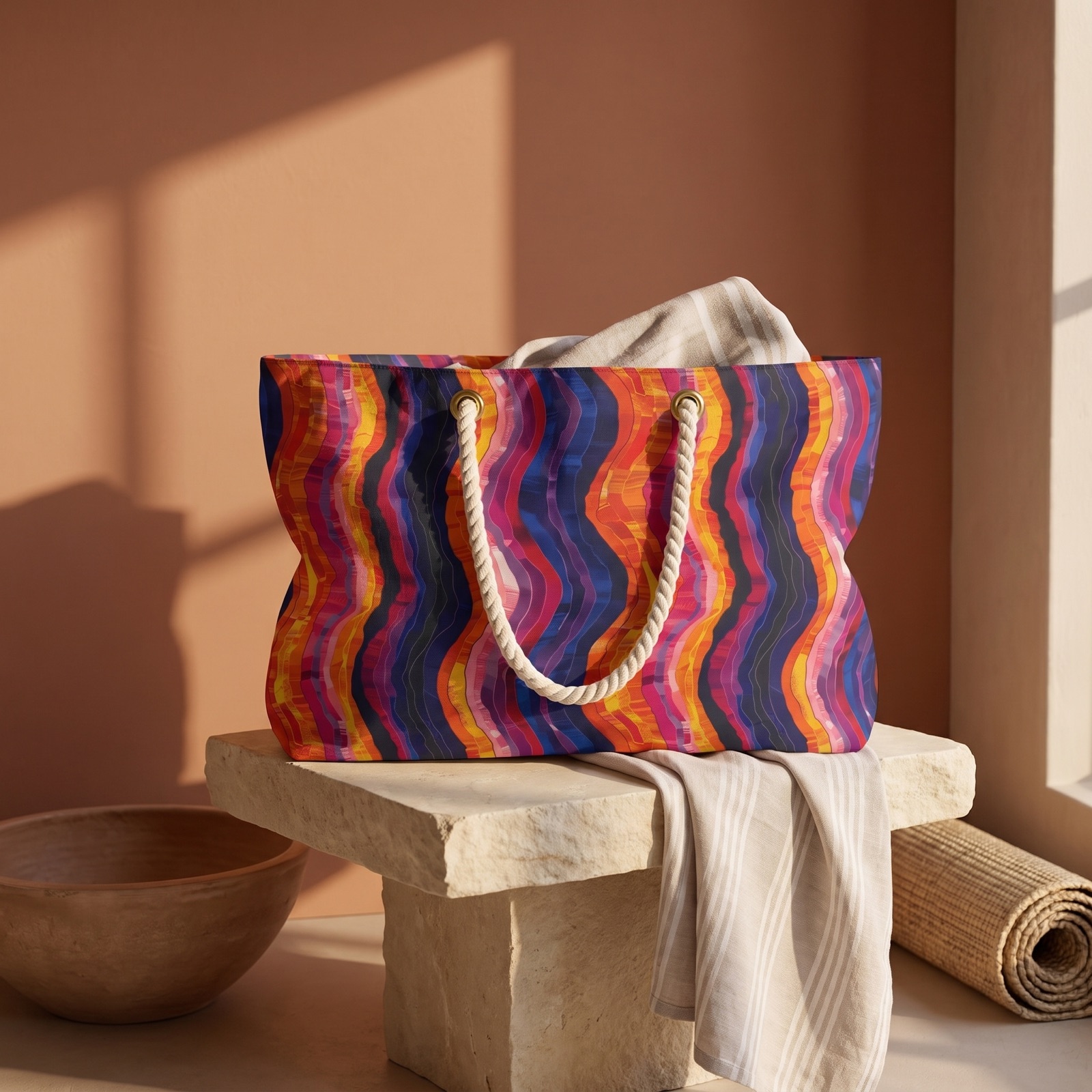 Desert Sunset Waves Weekender Bag - Ride the Desert Waves - Where Every Sunset is a Journey!