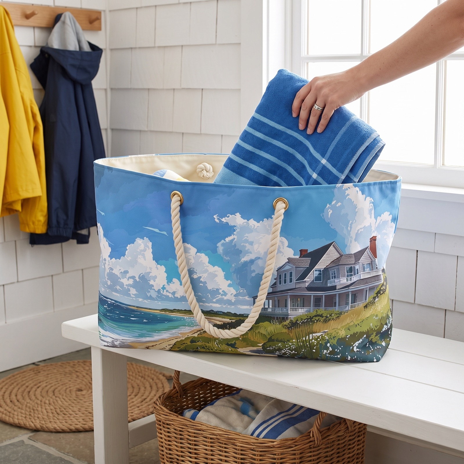 Nantucket Beach House Weekender Bag - Carry the Charm of Nantucket - Your Seaside Escape Awaits!