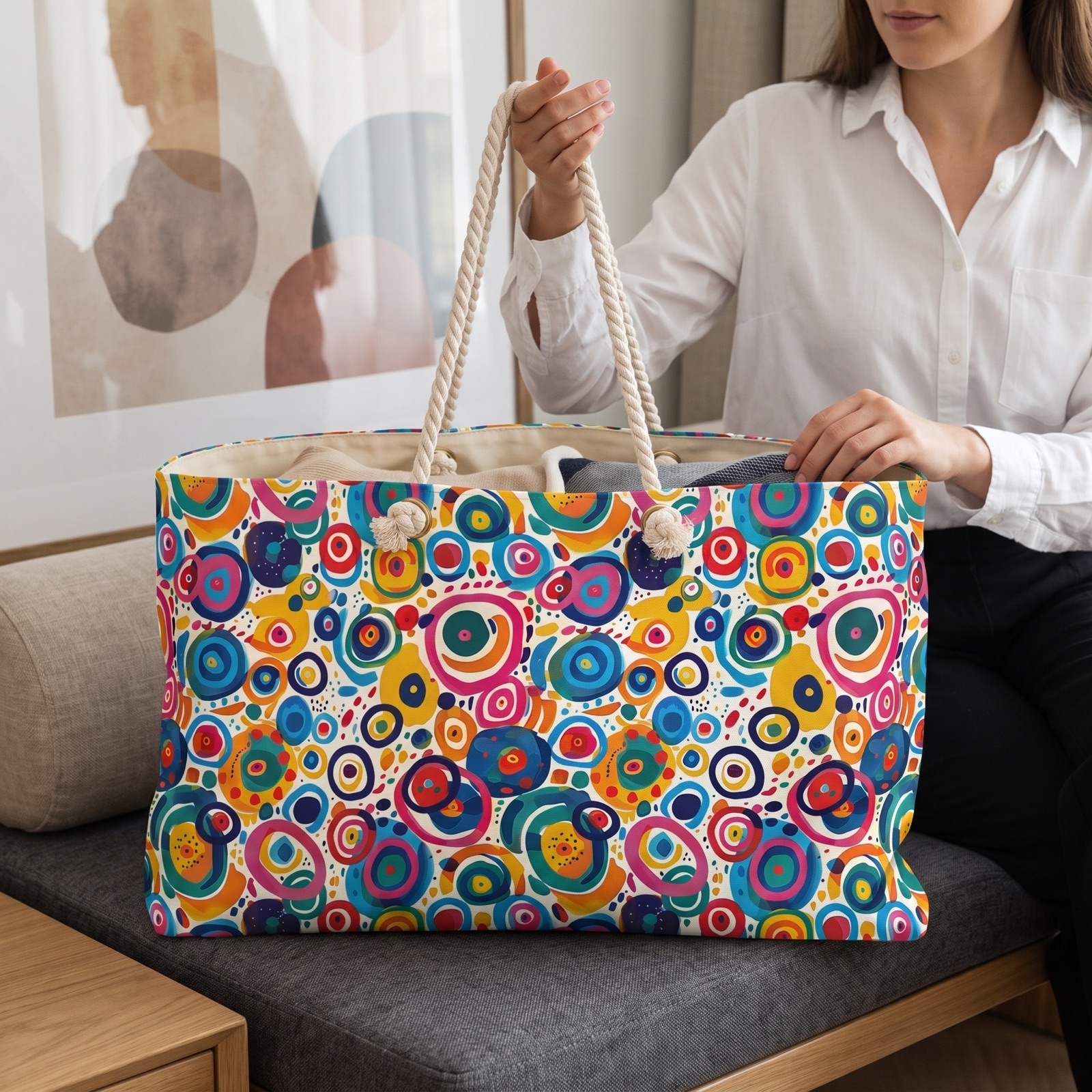 Pop Art Swirls Weekender Bag - Unleash Your Colorful Side - Travel with a Twist of Whimsy!