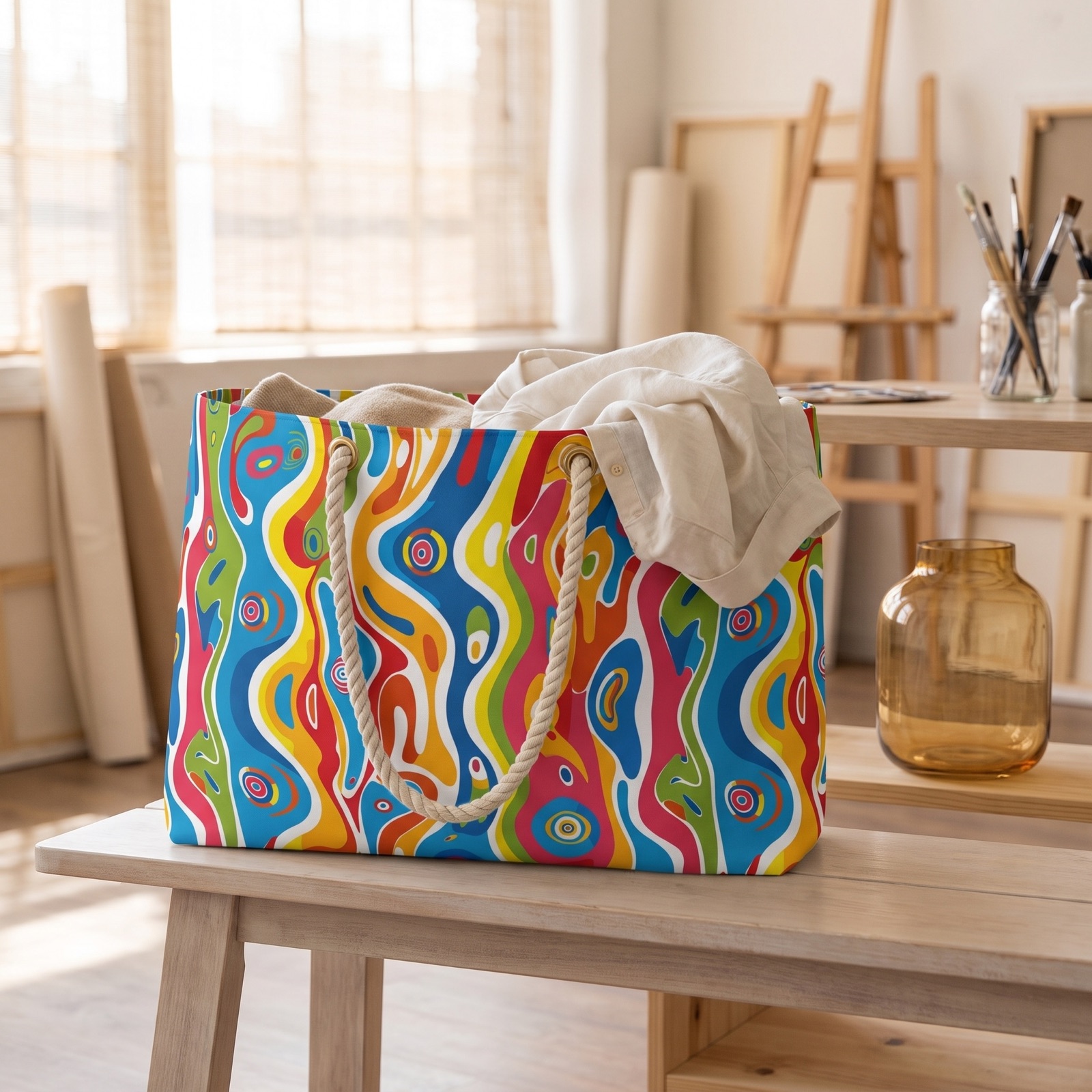 Melting Mirage Weekender Bag - Flow with the Colors - Where Surreal Art Meets Your Next Adventure!