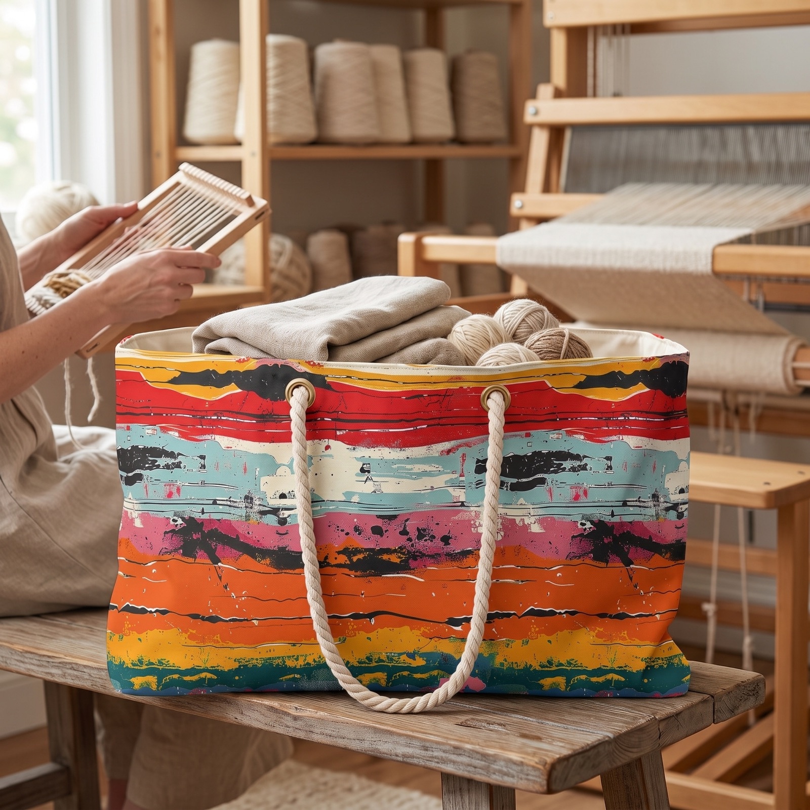 Rustic Weave Weekender Bag - Cozy Up with Rustic Chic - Where Earthy Vibes Meet Timeless Style!